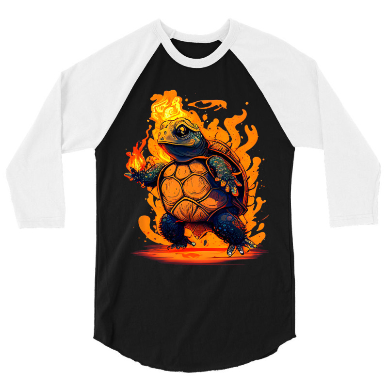 Cool Tortoise For Fire And Flames Turtles 3/4 Sleeve Shirt | Artistshot