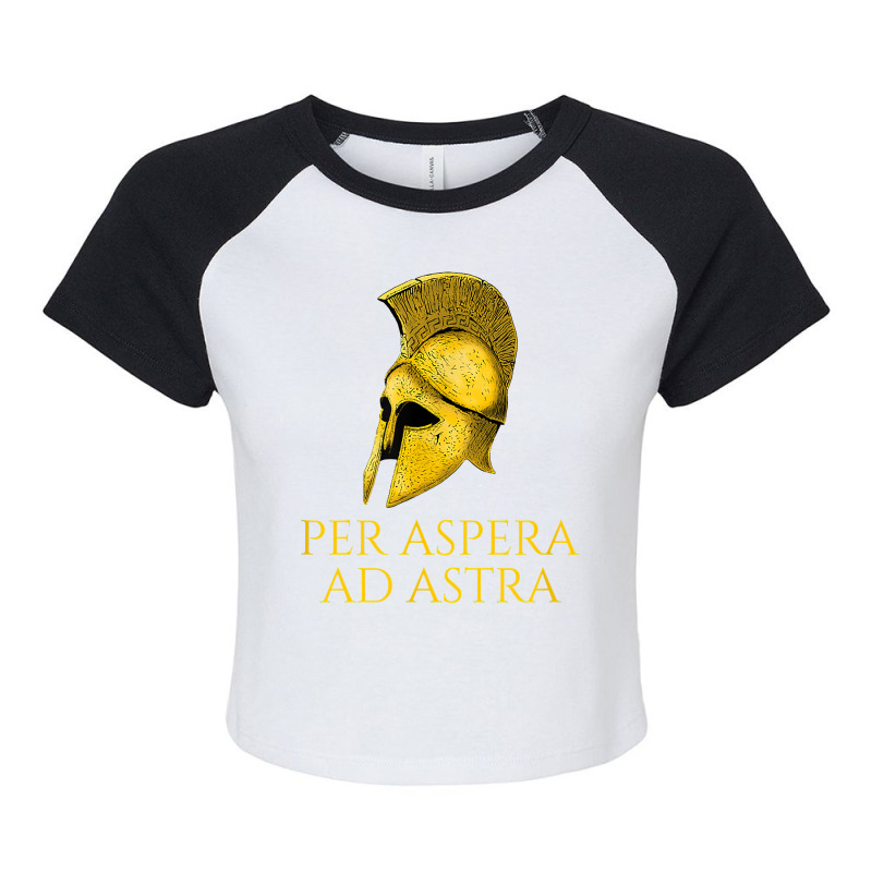 Per Aspera Ad Astra   Motivational Classical Latin Quote T Shirt Raglan Crop Top by thunmzien | Artistshot