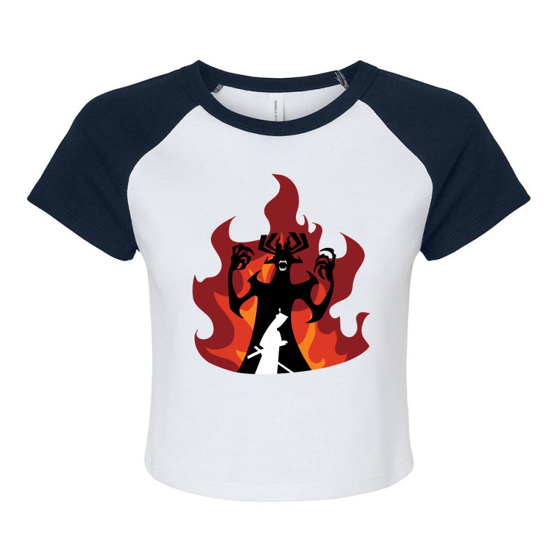 Samurai Jack™ Vs Aku Final Battle Raglan Crop Top by memererhart1 | Artistshot