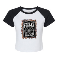 Rock Me Mama Like A Wagon Wheel Country Music Leopard 1 Raglan Crop Top | Artistshot