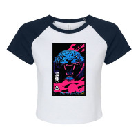 Vaporwave Animal Print Tiger Modern Fashion Cyberpunk Style Raglan Crop Top | Artistshot