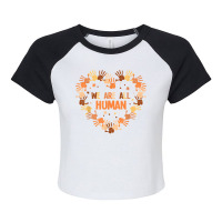 Diversity Melanin Skin Tone Hand Heart We Are All Human T Shirt Raglan Crop Top | Artistshot