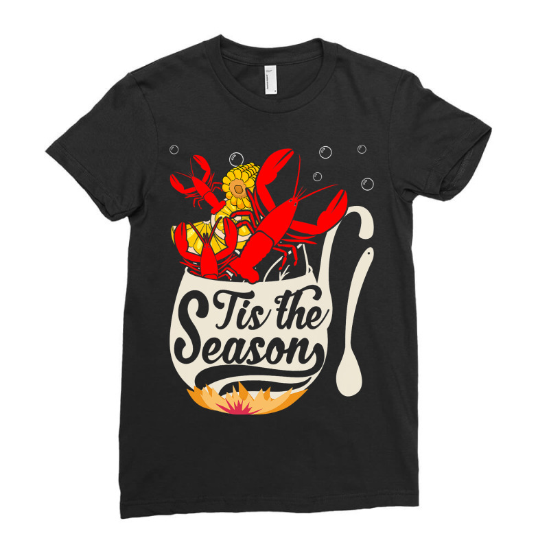 Crawfish Season Boil Funny Crayfish Eating Lobster Ladies Fitted T-Shirt by BraylanKaufman | Artistshot