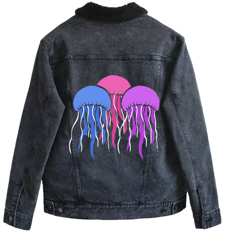 Colorful Jellyfish Fisherman Or Nature Lover Unisex Sherpa-lined Denim Jacket | Artistshot