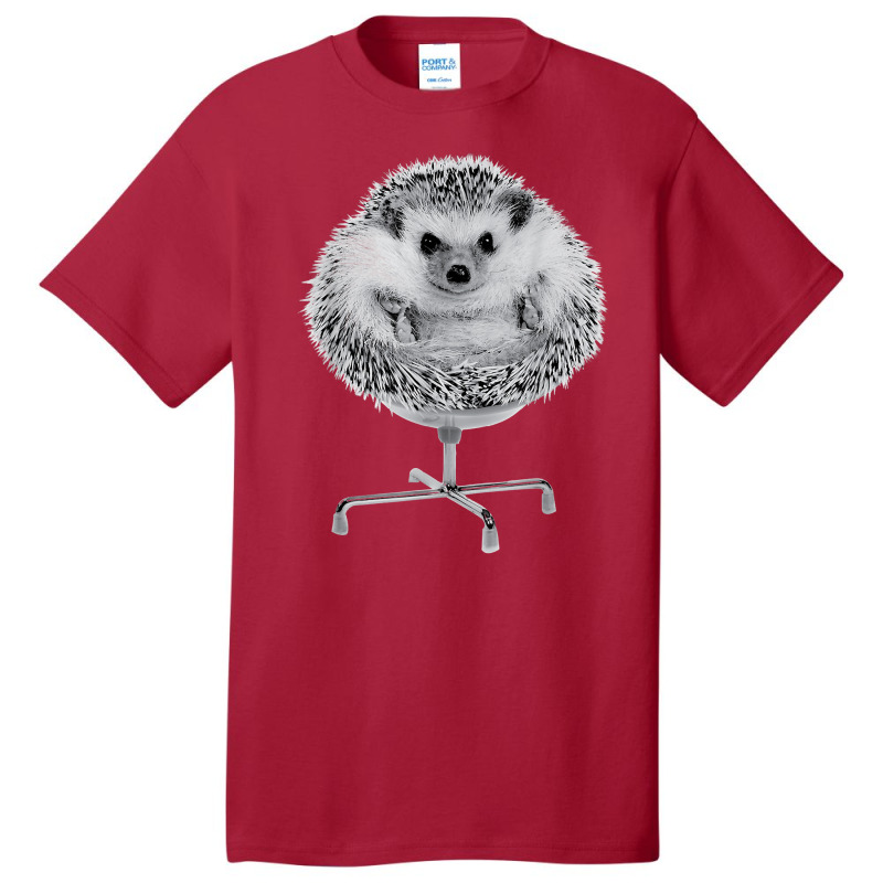 Funny Hedgehog In An Office Chair Ready For Work Fat Animal T Shirt Basic T-shirt by riogasehzilahiy | Artistshot