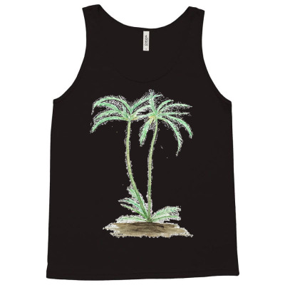 Color And Color T  Shirttwo Palm Trees Watercolor T  Shirt Tank Top Designed By Briocherepair