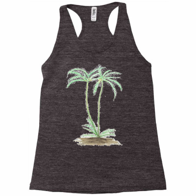 Color And Color T  Shirttwo Palm Trees Watercolor T  Shirt Racerback Tank Designed By Briocherepair
