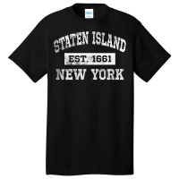 Staten Island New York T Est. 1661 Distressed Basic T-shirt | Artistshot