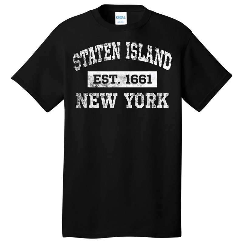 Staten Island New York T Est. 1661 Distressed Basic T-shirt by trokeryth | Artistshot