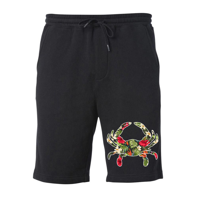 Crab Summer Tropical Floral Print Flower Hawaii Me Fleece Short | Artistshot