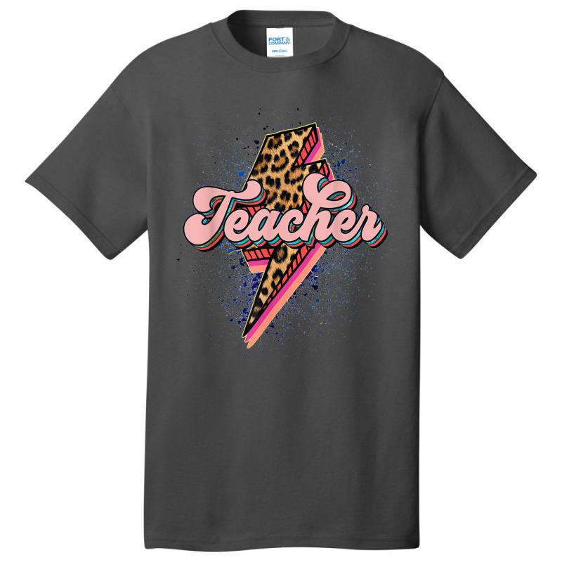 Teacher Leopard Lightning Thunder Western Back To School Basic T-shirt | Artistshot