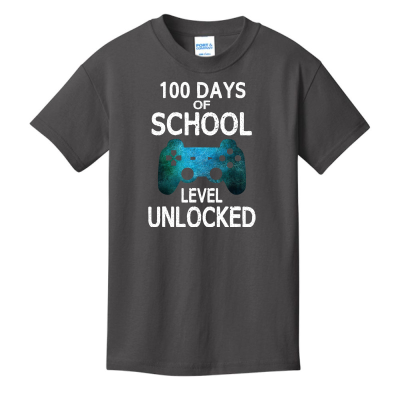 Boys 100 Days Of School Gamer Video Games Level Unlocked Basic Youth T-shirt by EricWade | Artistshot