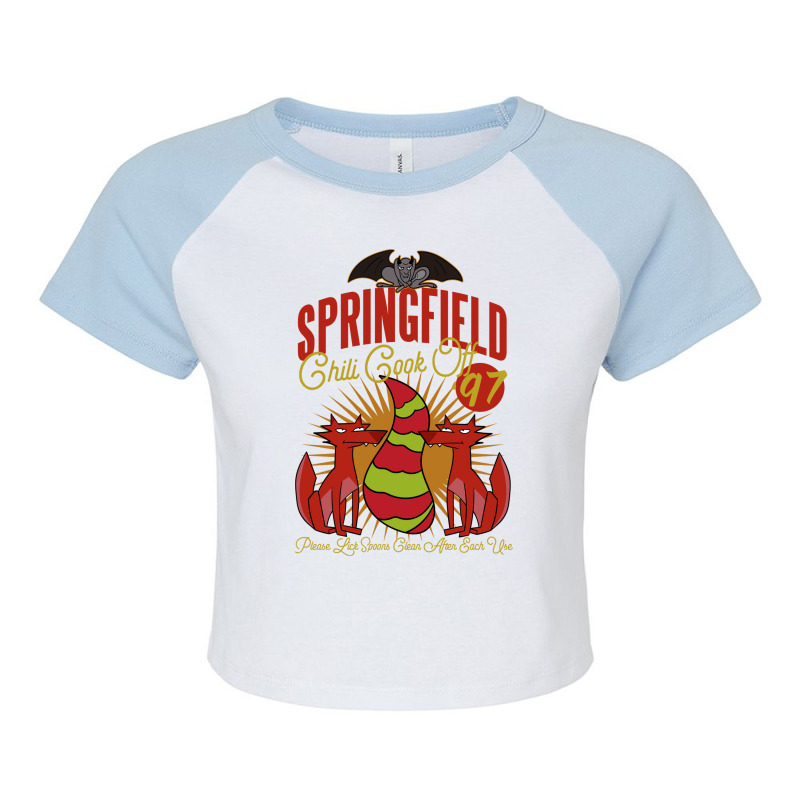 Springfield Chili Cook Off 1997 Raglan Crop Top by ragusohnine0 | Artistshot