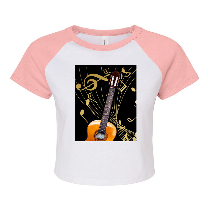 Guitar And Music Note Raglan Crop Top by HakimMohamed | Artistshot