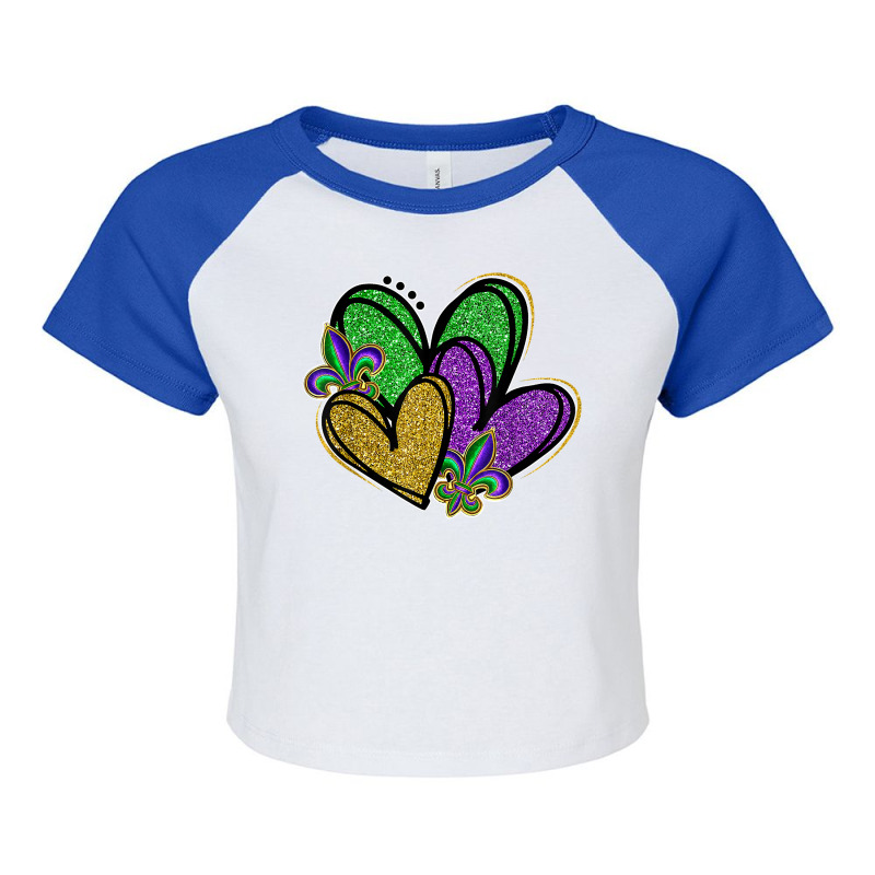 Mardi Gras Heart Fleur De Lys Funny Parade Festival Party T Shirt Raglan Crop Top by casimircorjki0 | Artistshot