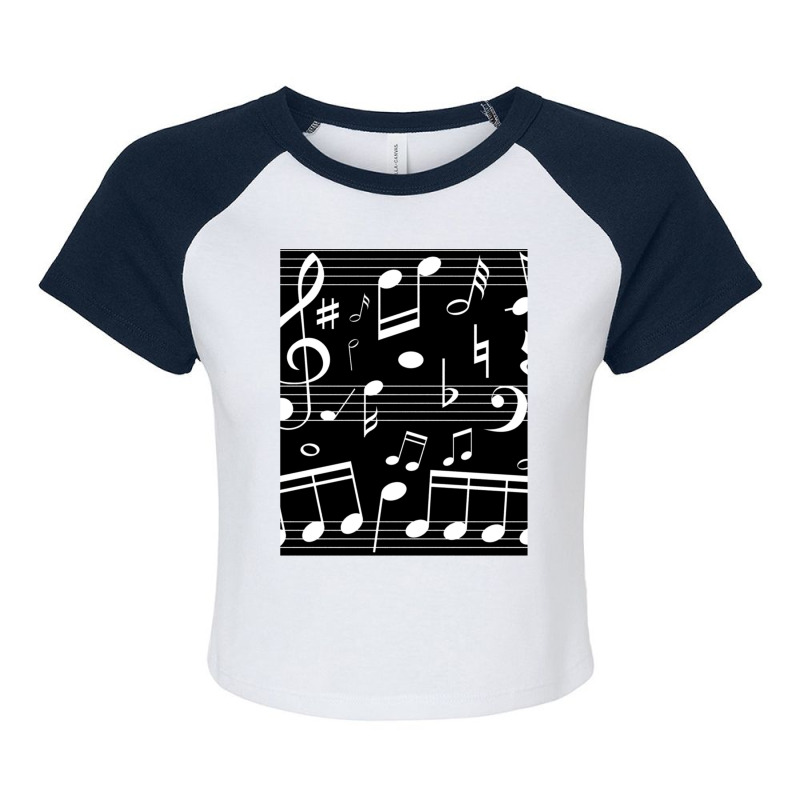 Dancing Music Notes Black And White Raglan Crop Top by CHARLOTTELYNNTAYLOR | Artistshot