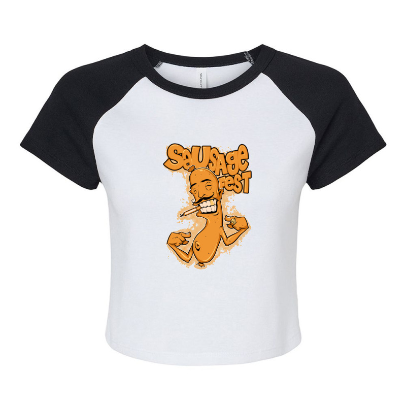 Sausage T-shirt Casing Graphy Smoking.png Raglan Crop Top by AmyHogan | Artistshot