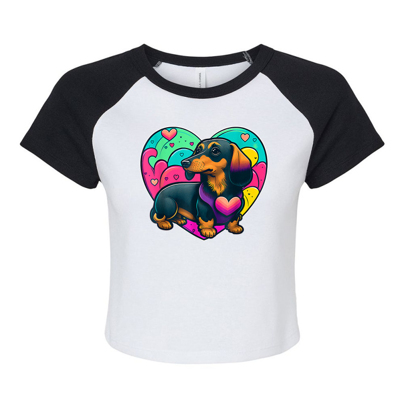 I Love My Dachshund Sausage Dog Valentines Weenie T Shirt Raglan Crop Top by delredske | Artistshot