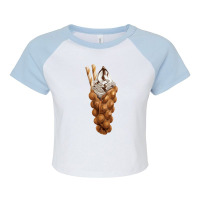 Eggette Bubble Waffle Vanilla Ice Cream,egg Bubble Waffle Van Raglan Crop Top | Artistshot