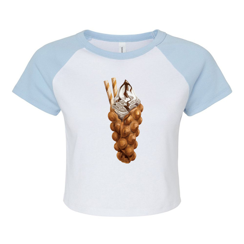 Eggette Bubble Waffle Vanilla Ice Cream,egg Bubble Waffle Van Raglan Crop Top by marinah | Artistshot