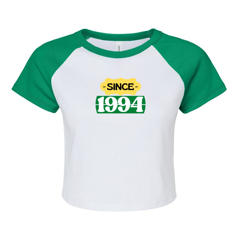 Since 1994 Birthday Retro Black Yellow Green White Raglan Crop Top by JustinWinecoff | Artistshot