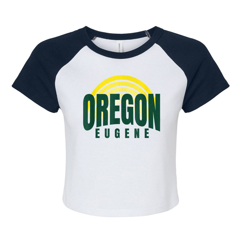 Groovy Eugene Green Yellow Old School Striped Eugene Oregon T Shirt Raglan Crop Top by corrinwpxbilal | Artistshot