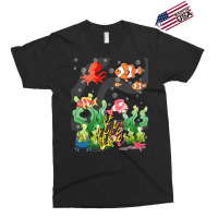 Cartoon Underwater Scene With Fish Coral Reef Illu Exclusive T-shirt | Artistshot