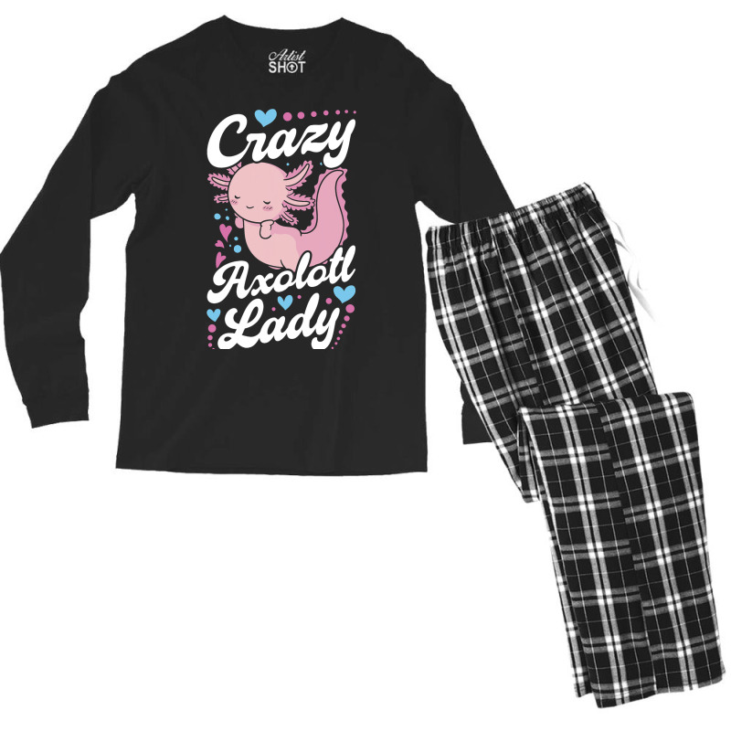 Crazy Axolotl Lady 21 Men's Long Sleeve Pajama Set | Artistshot