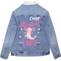 Crazy Axolotl Lady Axolotl Girl Unisex Sherpa-lined Denim Jacket | Artistshot