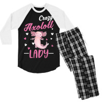 Crazy Axolotl Lady Axolotl Girl Men's 3/4 Sleeve Pajama Set | Artistshot