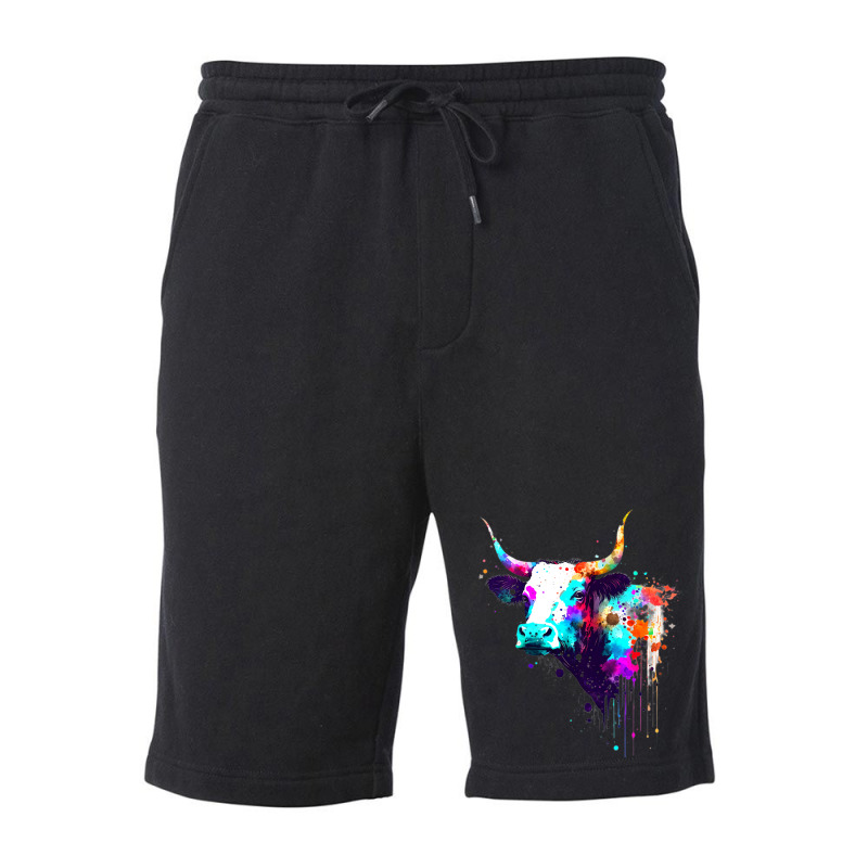 Cow Cattle Paint Splatter Farm Animal Lovers Splat Fleece Short | Artistshot