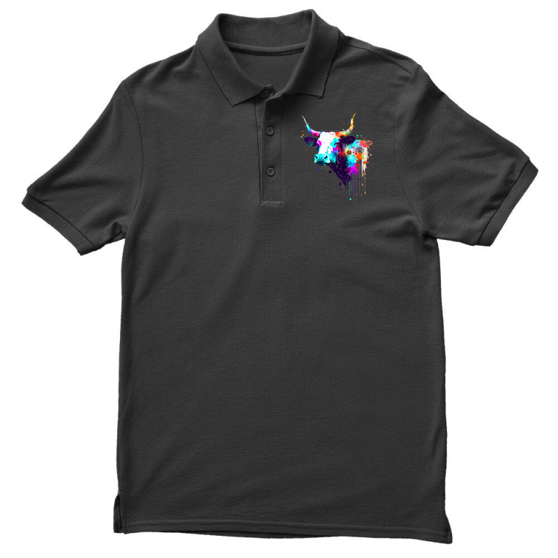 Cow Cattle Paint Splatter Farm Animal Lovers Splat Men's Polo Shirt | Artistshot