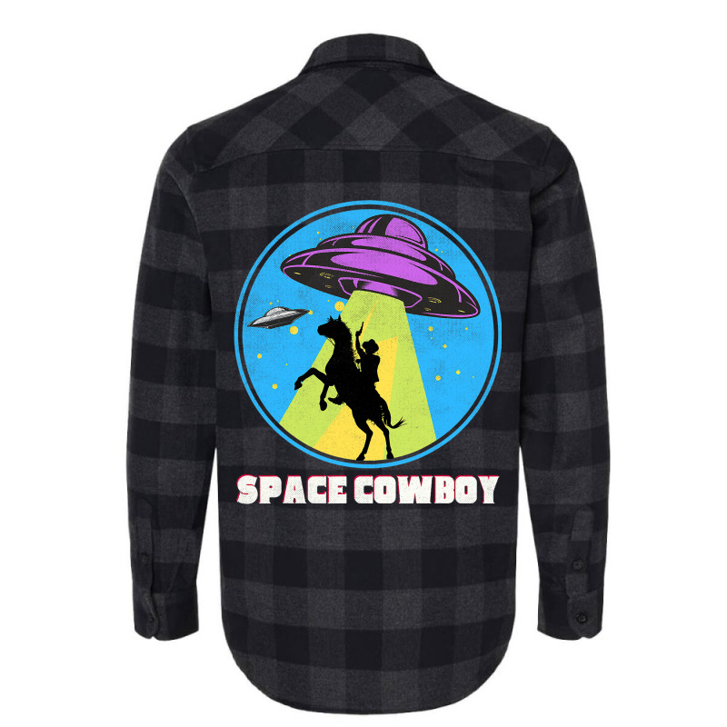 Cowboy Alien Spaceship Vintage Distressed Western Flannel Shirt | Artistshot