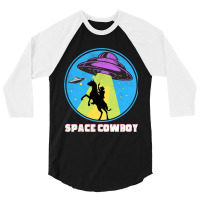 Cowboy Alien Spaceship Vintage Distressed Western 3/4 Sleeve Shirt | Artistshot