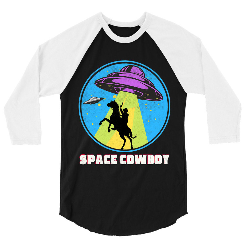 Cowboy Alien Spaceship Vintage Distressed Western 3/4 Sleeve Shirt | Artistshot