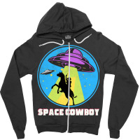 Cowboy Alien Spaceship Vintage Distressed Western Zipper Hoodie | Artistshot