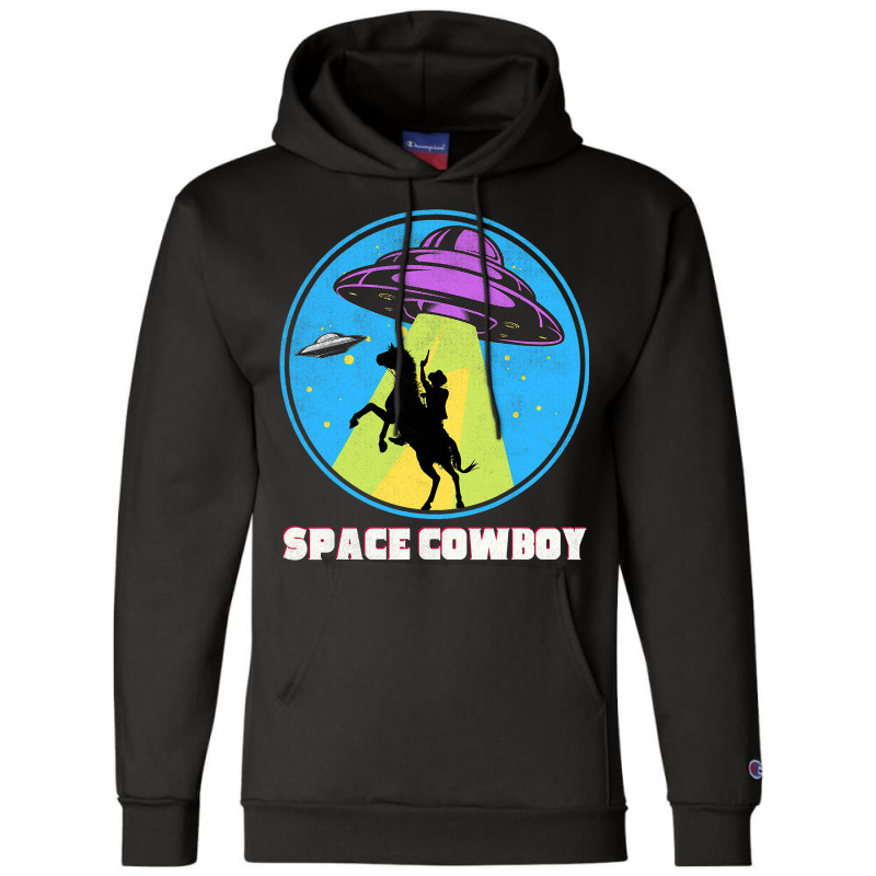 Cowboy Alien Spaceship Vintage Distressed Western Champion Hoodie | Artistshot