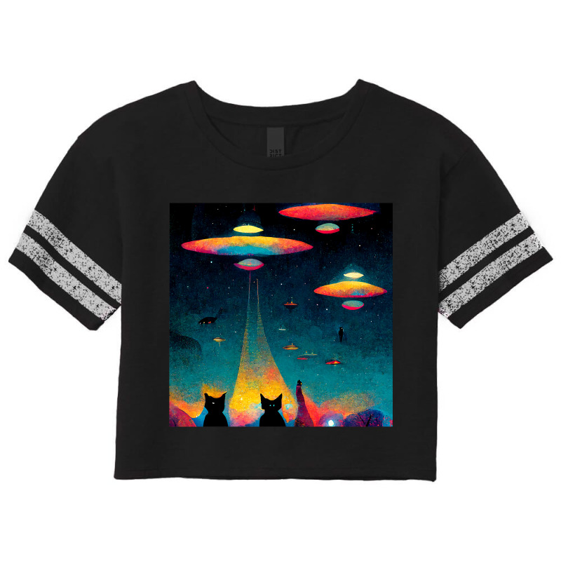 Cat Galaxy Ufo Cats Funny Cat Alien Invasion Scorecard Crop Tee by MalikMorsee | Artistshot