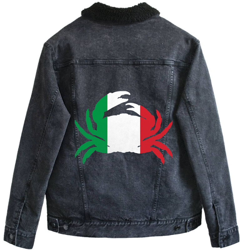 Crab Vintage Italy 2italian Flag Seafood Lover Ita Unisex Sherpa-lined Denim Jacket | Artistshot