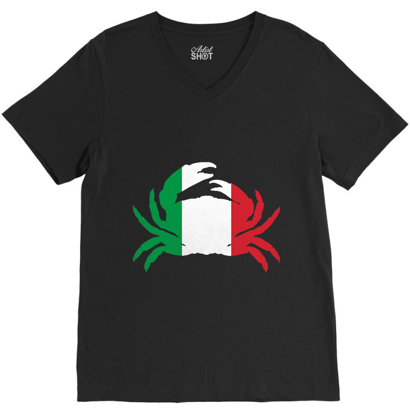 Crab Vintage Italy 2italian Flag Seafood Lover Ita V-neck Tee | Artistshot