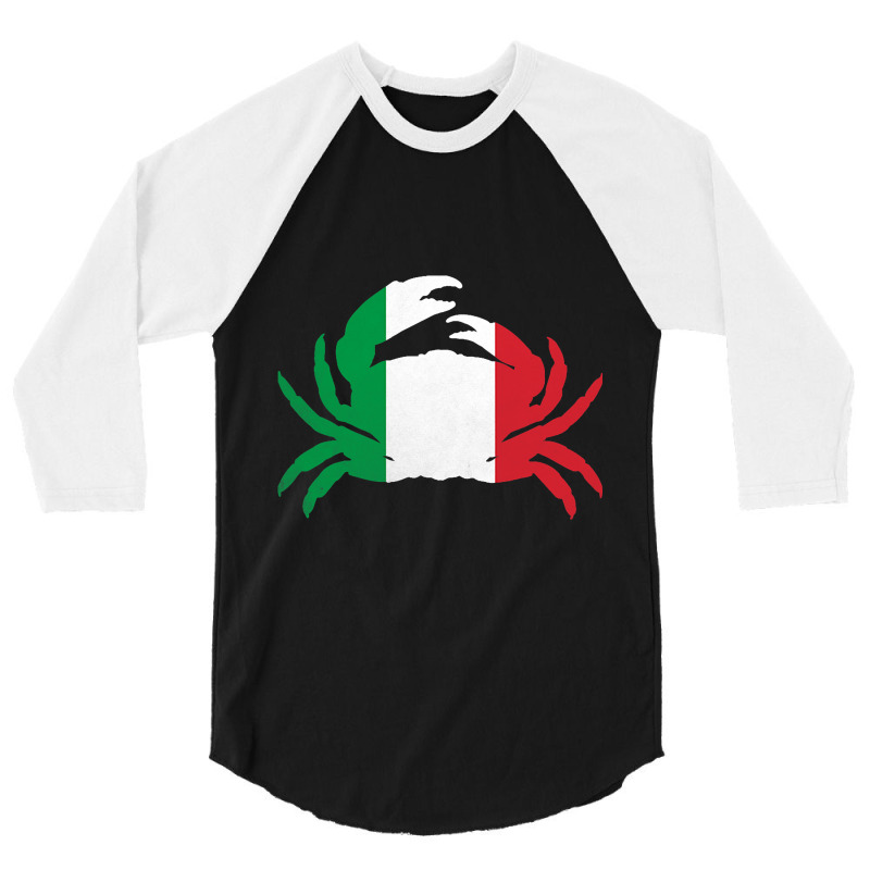 Crab Vintage Italy 2italian Flag Seafood Lover Ita 3/4 Sleeve Shirt | Artistshot