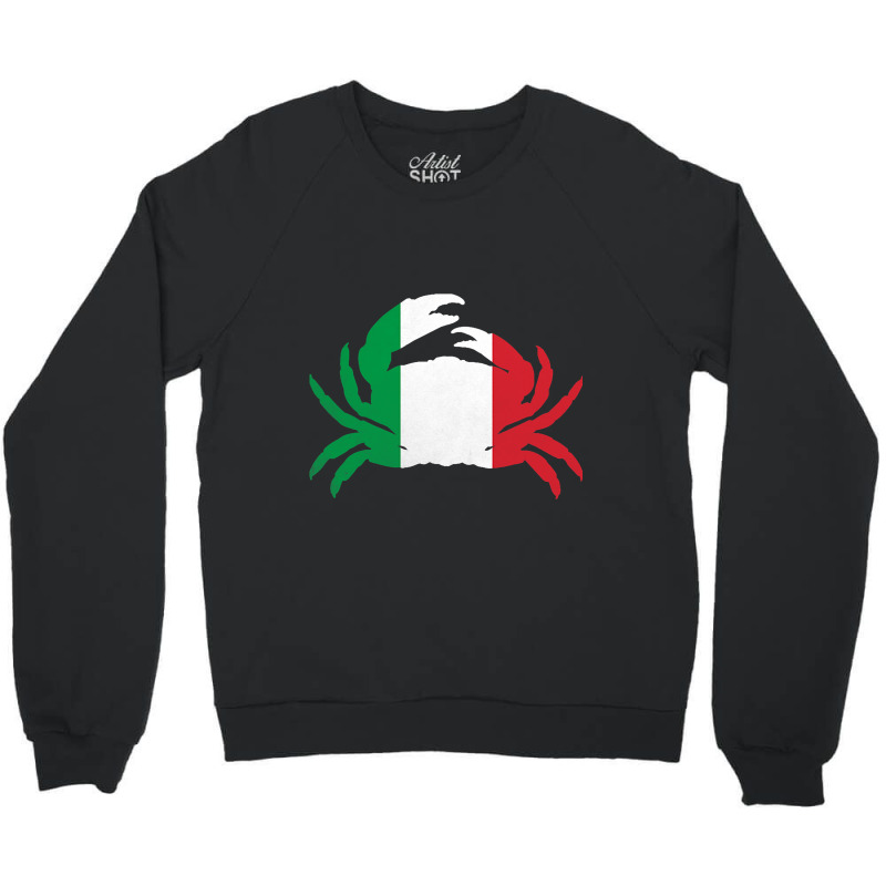 Crab Vintage Italy 2italian Flag Seafood Lover Ita Crewneck Sweatshirt | Artistshot