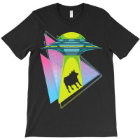 Vaporwave Cow Ufo Abduction Extraterrestrial Synth T-shirt | Artistshot