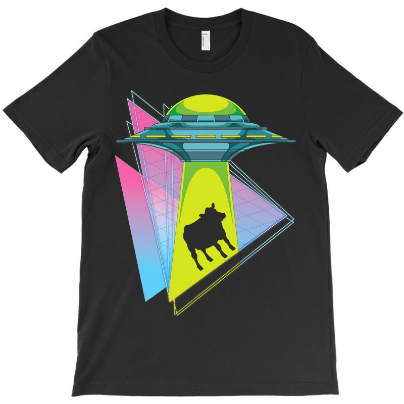 Vaporwave Cow Ufo Abduction Extraterrestrial Synth T-shirt | Artistshot