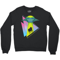 Vaporwave Cow Ufo Abduction Extraterrestrial Synth Crewneck Sweatshirt | Artistshot