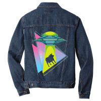 Vaporwave Cow Ufo Abduction Extraterrestrial Synth Men Denim Jacket | Artistshot