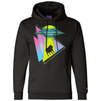 Vaporwave Cow Ufo Abduction Extraterrestrial Synth Champion Hoodie | Artistshot