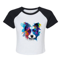 Watercolor Jack Russell Terrier Dog Face Colorful  Raglan Crop Top | Artistshot