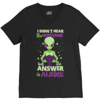 The Answer Is Alien Green Ufo Flying Saucer V-neck Tee | Artistshot