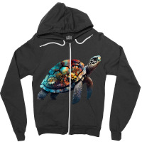 Turtle Art Animal Motif Colourful Turtle 21 Zipper Hoodie | Artistshot